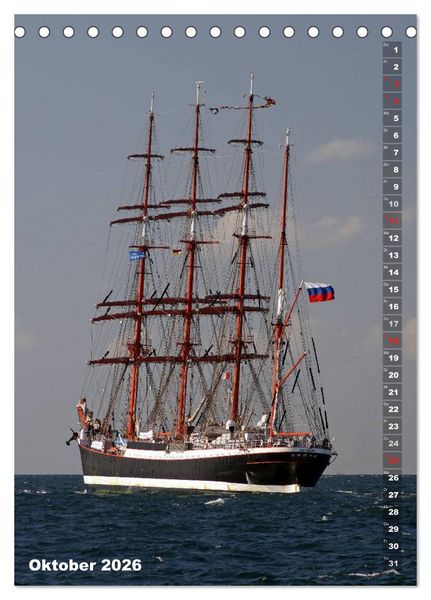 Produktbild: Segelromantik - Gro&szlig;segler auf der Ostsee (Tischkalender 2026 DIN A5 hoch), CALVENDO Monatskalender