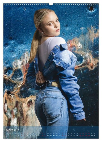 Produktbild: Hailie - Blond in Jeans (hochwertiger Premium Wandkalender 2027 DIN A2 hoch), Kunstdruck in Hochglanz