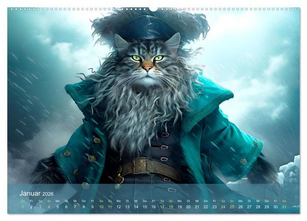 Produktbild: Charaktiere Katzen dieser Welt (hochwertiger Premium Wandkalender 2026 DIN A2 quer), Kunstdruck in Hochglanz
