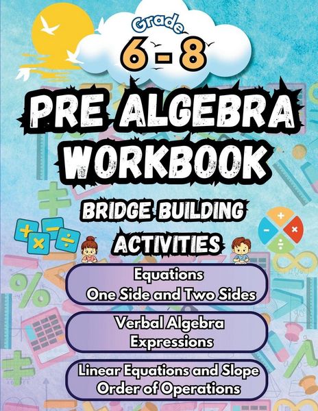 Produktbild: Summer Math Pre Algebra Workbook Grade 6-8 Bridge Building Activities