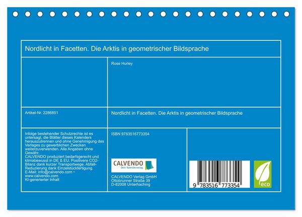 Produktbild: Nordlicht in Facetten. Die Arktis in geometrischer Bildsprache (Tischkalender 2027 DIN A5 quer), CALVENDO Monatskalender