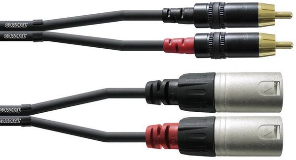 Cordial CFU 3 MC Audio Adapterkabel [2x XLR-Stecker - 2x Cinch-Stecker] 3.00m Schwarz