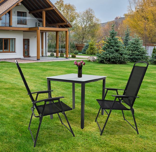 Produktbild: 3-tlg Sitzgruppe Gartenm&ouml;bel Tisch St&uuml;hle Set 80M
