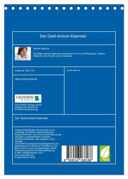 Produktbild: Der Geld-Anlock-Kalender (Tischkalender 2026 DIN A5 hoch), CALVENDO Monatskalender