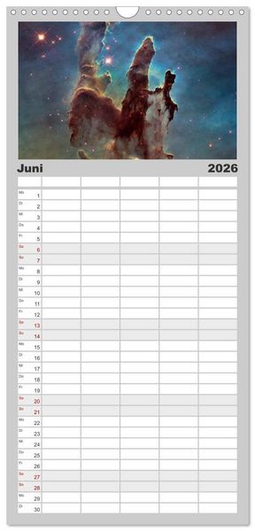 Produktbild: Familienplaner 2026 - Hubble - 35 Jahre atemberaubende Aufnahmen mit 5 Spalten (Wandkalender, 21 x 45 cm) CALVENDO