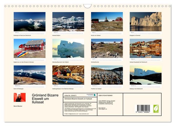Produktbild: Gr&ouml;nland Bizarre Eiswelt um Ilulissat (Wandkalender 2026 DIN A3 quer), CALVENDO Monatskalender