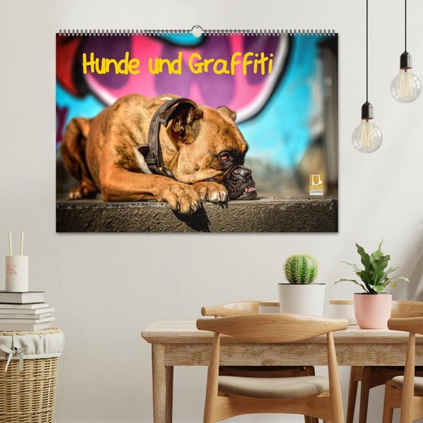 Produktbild: Hunde und Graffiti (Wandkalender 2026 DIN A2 quer), CALVENDO Monatskalender