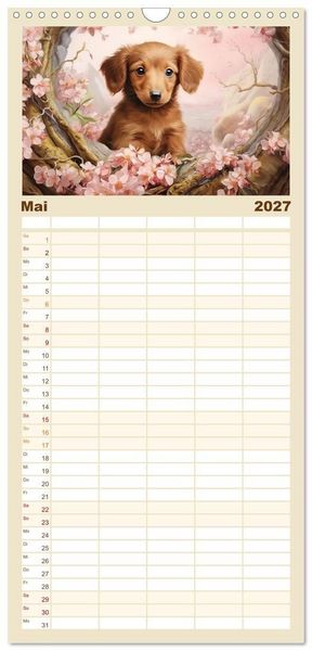 Produktbild: Familienplaner 2027 - Tierisch s&uuml;&szlig;! mit 5 Spalten (Wandkalender, 21 x 45 cm) CALVENDO