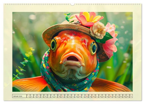 Produktbild: Fashion-Fisch. Die lustige Welt der Unterwasser-Mode (hochwertiger Premium Wandkalender 2026 DIN A2 quer), Kunstdruck in Hochglanz
