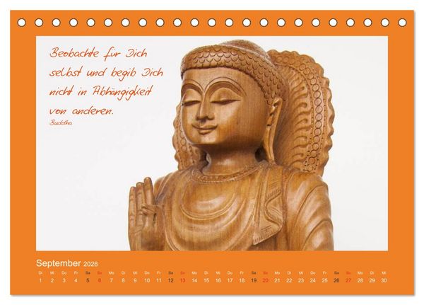 Produktbild: Buddha & Zitate (Tischkalender 2026 DIN A5 quer), CALVENDO Monatskalender