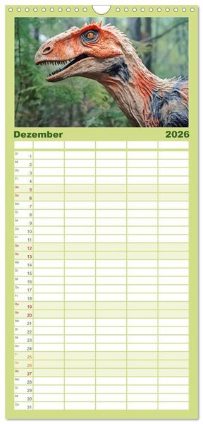 Produktbild: Familienplaner 2026 - Urzeittiere - KI-Fantasiebilder mit 5 Spalten (Wandkalender, 21 x 45 cm) CALVENDO