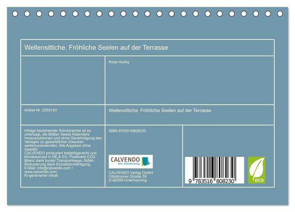 Produktbild: Wellensittiche. Fr&ouml;hliche Seelen auf der Terrasse (Tischkalender 2027 DIN A5 quer), CALVENDO Monatskalender
