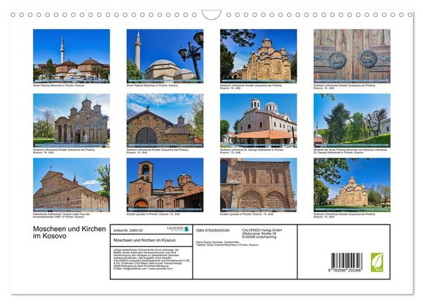 Produktbild: Moscheen und Kirchen im Kosovo (Wandkalender 2027 DIN A3 quer), CALVENDO Monatskalender