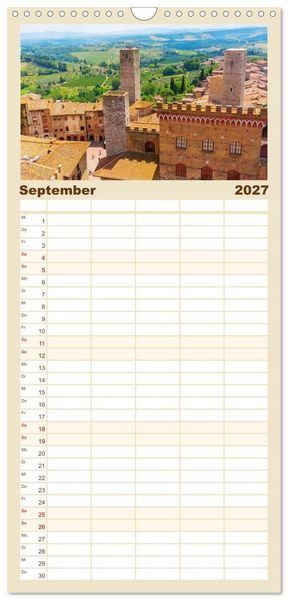 Produktbild: Familienplaner 2027 - San Gimignano, die Stadt der T&uuml;rme mit 5 Spalten (Wandkalender, 21 x 45 cm) CALVENDO