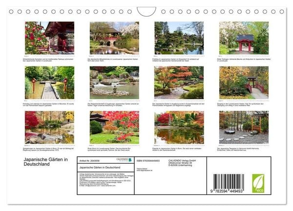 Produktbild: Japanische G&auml;rten in Deutschland (Wandkalender 2027 DIN A4 quer), CALVENDO Monatskalender