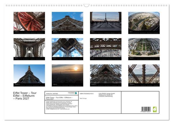 Produktbild: Eiffel Tower &ndash; Tour Eiffel &ndash; Eiffelturm &ndash; Paris 2027 (Wandkalender 2027 DIN A2 quer), CALVENDO Monatskalender