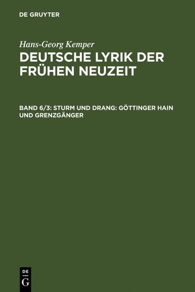Produktbild: Sturm und Drang: G&ouml;ttinger Hain und Grenzg&auml;nger