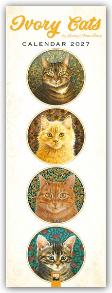 Produktbild: Ivory Cats &ndash; Gemalte Katzen &ndash; Slimline-Kalender 2027 &ndash; Original Flame Tree Publishing-Kalender Slimeline [Mehrsprachig] [Kalender]