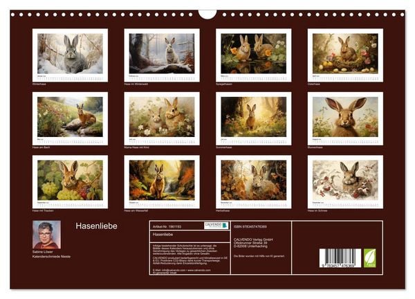 Produktbild: Hasenliebe (Wandkalender 2026 DIN A3 quer), CALVENDO Monatskalender