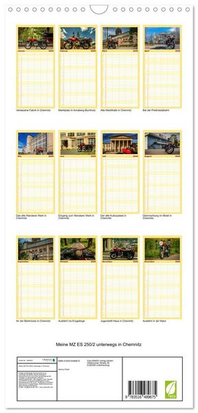 Produktbild: Familienplaner 2026 - Meine MZ ES 250/2 unterwegs in Chemnitz mit 5 Spalten (Wandkalender, 21 x 45 cm) CALVENDO