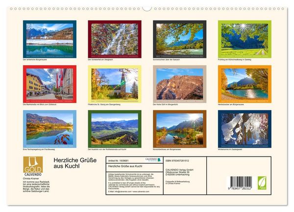 Produktbild: Herzliche Gr&uuml;&szlig;e aus Kuchl (hochwertiger Premium Wandkalender 2026 DIN A2 quer), Kunstdruck in Hochglanz