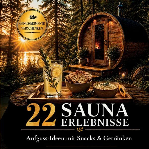 Produktbild: 22 Sauna Erlebnisse: Aufguss-Ideen mit passenden Snacks & Getr&auml;nke-Rezepten f&uuml;r echte Wellnessmomente
