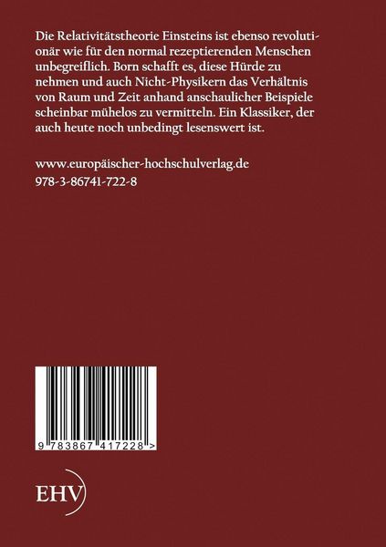 Produktbild: Die Relativit&auml;tstheorie Einsteins und ihre physikalischen Grundlagen