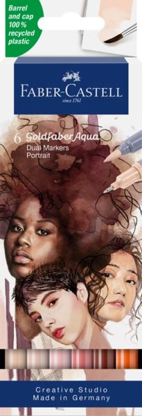 Produktbild: Faber-Castell Tuschestift Dual Marker Goldfaber Aqua, Portrait, 6er Set