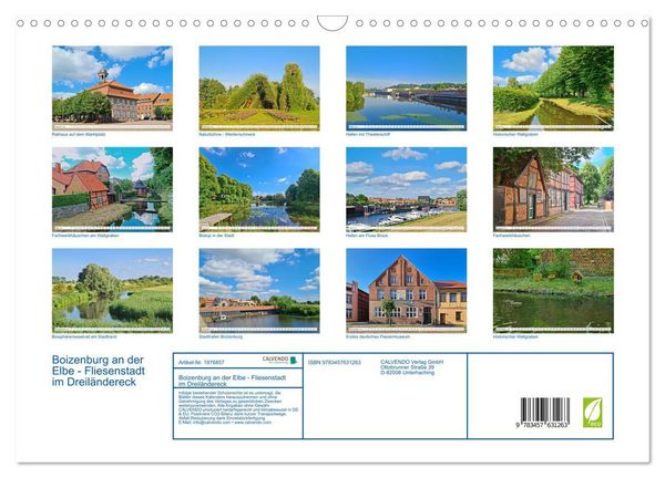 Produktbild: Boizenburg an der Elbe - Fliesenstadt im Dreil&auml;ndereck (Wandkalender 2026 DIN A3 quer), CALVENDO Monatskalender
