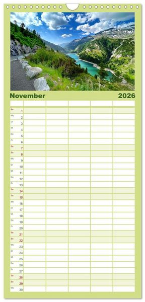 Produktbild: Familienplaner 2026 - Erlebe mit mir die Sch&ouml;nheit der Alpen mit 5 Spalten (Wandkalender, 21 x 45 cm) CALVENDO