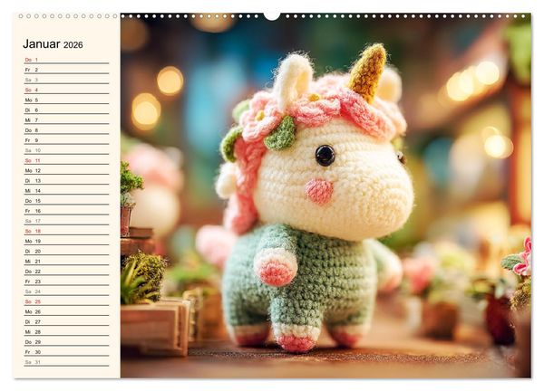 Produktbild: Kleine Freunde aus Wolle. Zauberhaft geh&auml;kelte Tierchen (Wandkalender 2026 DIN A2 quer), CALVENDO Monatskalender