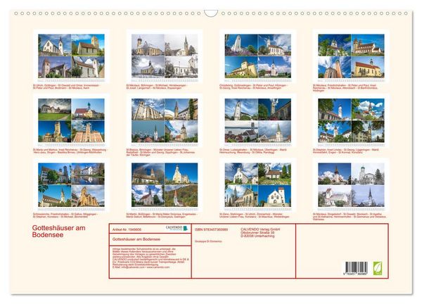 Produktbild: Gottesh&auml;user am Bodensee (Wandkalender 2026 DIN A2 quer), CALVENDO Monatskalender