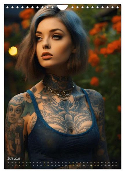 Produktbild: Tattoo Sch&ouml;nheiten - zw&ouml;lf Monate, zw&ouml;lf Frauen und jede Menge Tattoos (Wandkalender 2026 DIN A4 hoch), CALVENDO Monatskalender