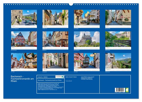 Produktbild: Bacharach - Fachwerkromantik am Rhein (Wandkalender 2026 DIN A2 quer), CALVENDO Monatskalender
