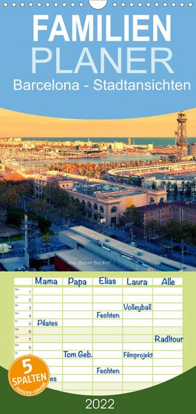 Produktbild: Familienplaner Barcelona - Stadtansichten (Wandkalender 2022 , 21 cm x 45 cm, hoch)