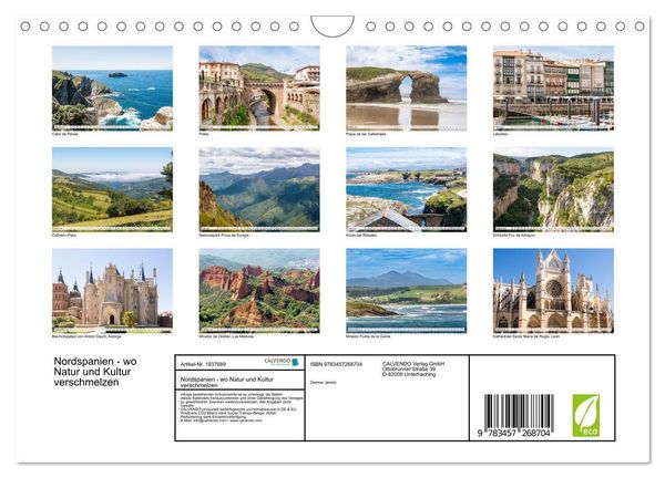 Produktbild: Nordspanien - wo Natur und Kultur verschmelzen (Wandkalender 2026 DIN A4 quer), CALVENDO Monatskalender