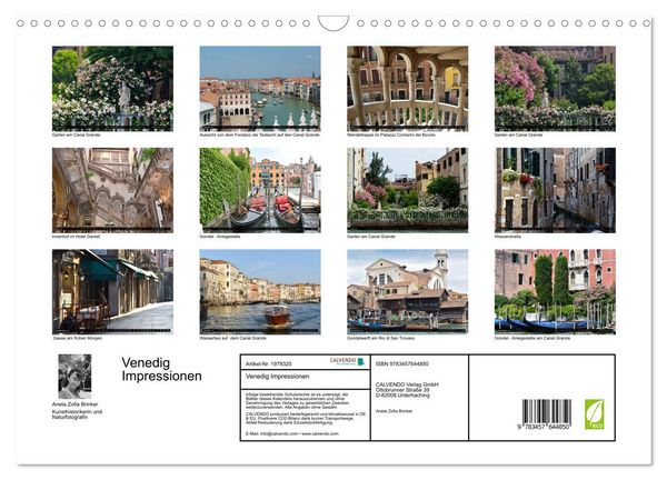Produktbild: Venedig Impressionen (Wandkalender 2026 DIN A3 quer), CALVENDO Monatskalender