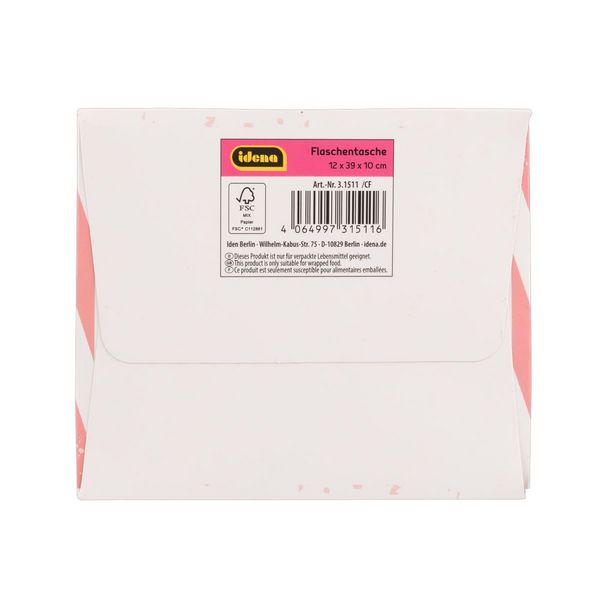 Produktbild: Idena Flaschentasche Sekt rosa 12x39x10cm 210g/m&sup2;
