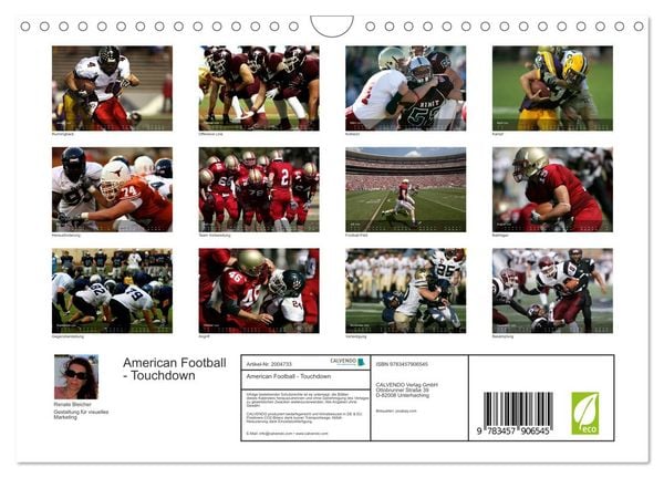 Produktbild: American Football - Touchdown (Wandkalender 2026 DIN A4 quer), CALVENDO Monatskalender