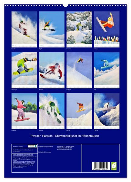 Produktbild: Powder Passion - Snowboardkunst im H&ouml;henrausch (hochwertiger Premium Wandkalender 2026 DIN A2 hoch), Kunstdruck in Hochglanz
