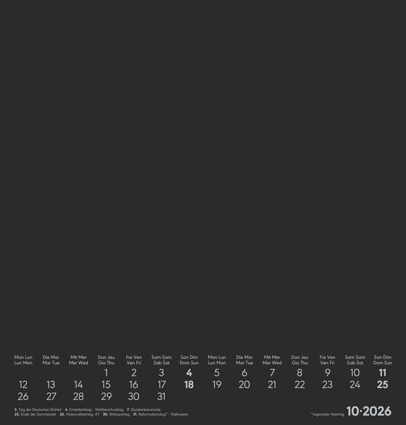 Produktbild: Kreativ-Kalender schwarz 2026 - 21x22 cm - Foto, Malen, Basteln - datiert - Kreativkalender - Foto-Kalender - Alpha Edition