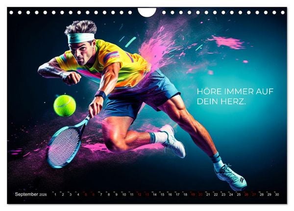 Produktbild: Tennis und Motivation (Wandkalender 2026 DIN A4 quer), CALVENDO Monatskalender