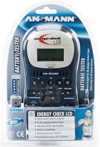 Produktbild: Ansmann Batterietester Energy-Check LCD Messbereich (Batterietester) 1,2 V, 1,5 V, 3 V, 9 V, 12 V Akku, Batterie 4000392