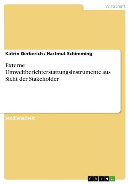 Produktbild: Externe Umweltberichterstattungsinstrumente aus Sicht der Stakeholder