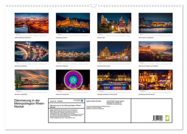 Produktbild: D&auml;mmerung in der Metropolregion Rhein-Neckar (Wandkalender 2026 DIN A2 quer), CALVENDO Monatskalender