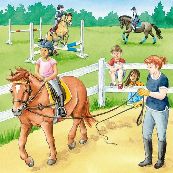 Produktbild: Puzzle Ravensburger Ein Tag auf dem Reiterhof 3 X 49 Teile