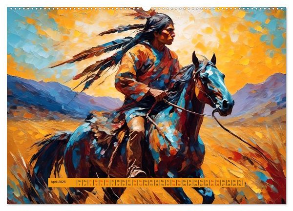 Produktbild: Amerikanische Ureinwohner - Bilder von Geschichten inspiriert (hochwertiger Premium Wandkalender 2026 DIN A2 quer), Kunstdruck in Hochglanz