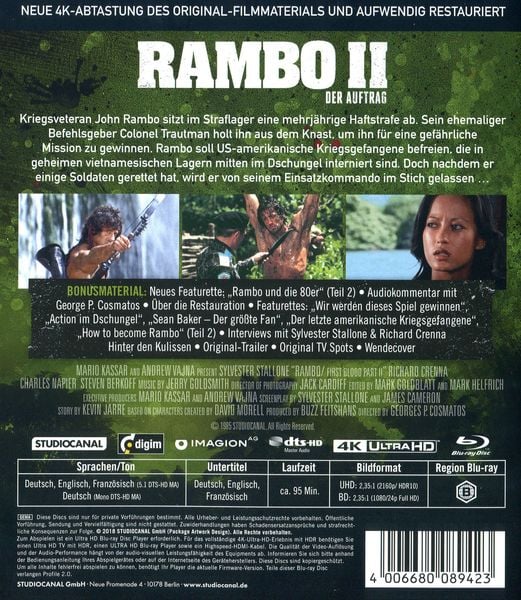Produktbild: Rambo II - Der Auftrag / Uncut (4K Ultra HD)