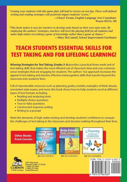 Produktbild: Winning Strategies for Test Taking, Grades 3-8