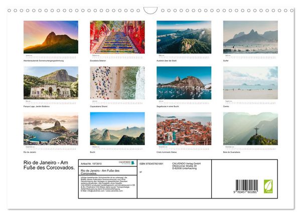 Produktbild: Rio de Janeiro - Am Fu&szlig;e des Corcovados. (Wandkalender 2026 DIN A3 quer), CALVENDO Monatskalender